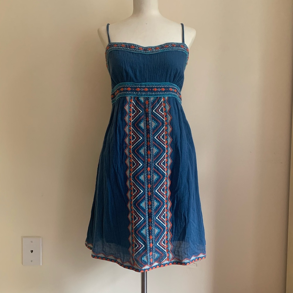 Blue dress with embroidery